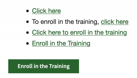 Un esempio di evoluzione di un link: dal generico "Click here" a "Enroll in the Training"