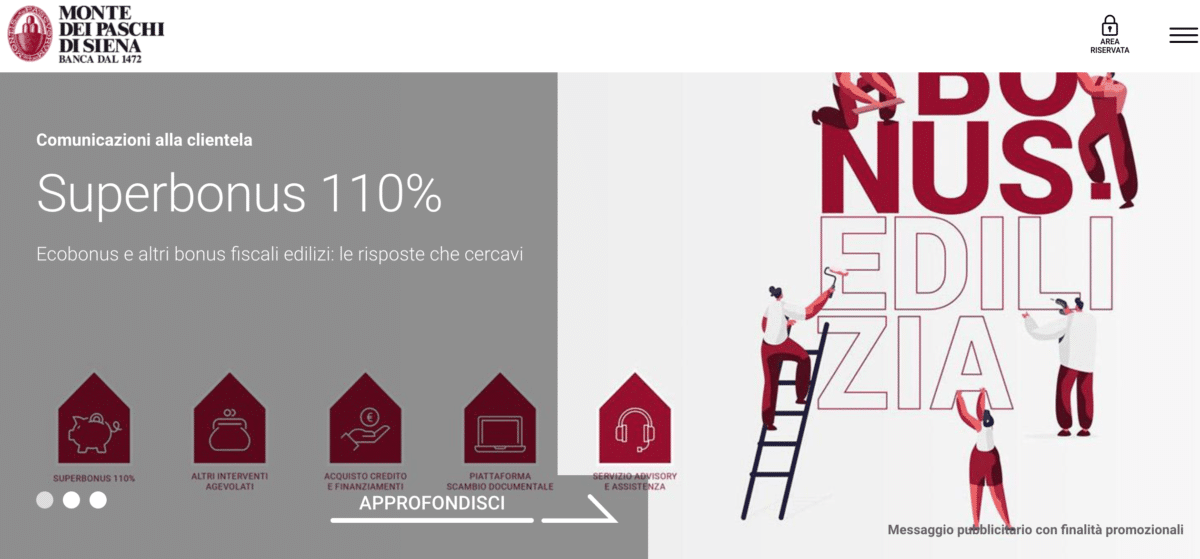 Monte dei Paschi di Siena presenta il "Superbonus 110%: ecobonus e altri bonus fiscali edilizi". 