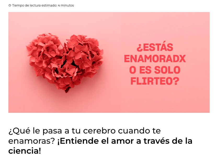 L'immagine in evidenza di un post del blog di Platanomelón che fa uso di linguaggio inclusivo di genere: "Estás enamoradx o es solo flirteo?"